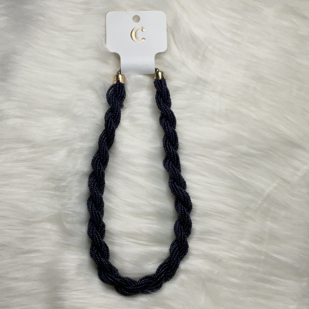 Elegant Navy Braided Necklace